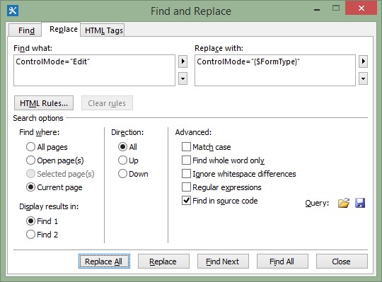 Change_SharePoint_Form_Type_-_Use_Find_Replace_tool