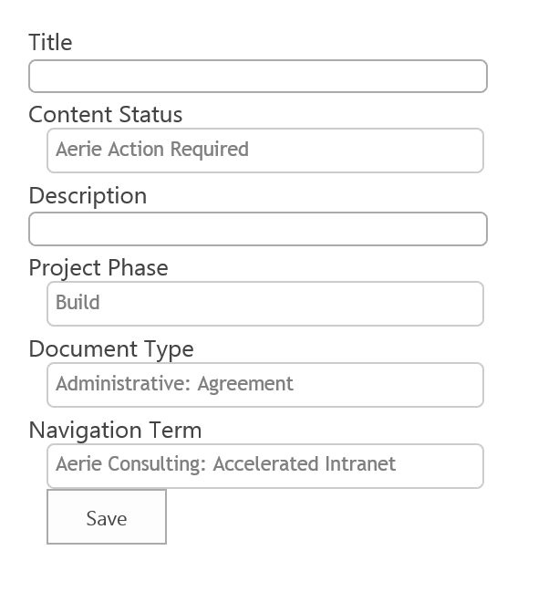 Screenshot of web form