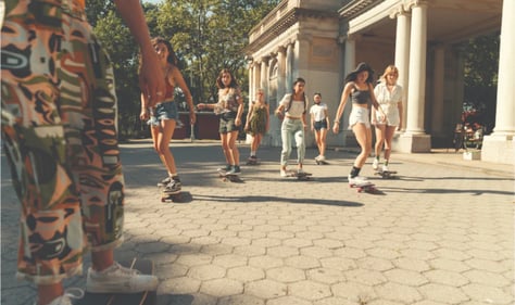 Girls skateboarding
