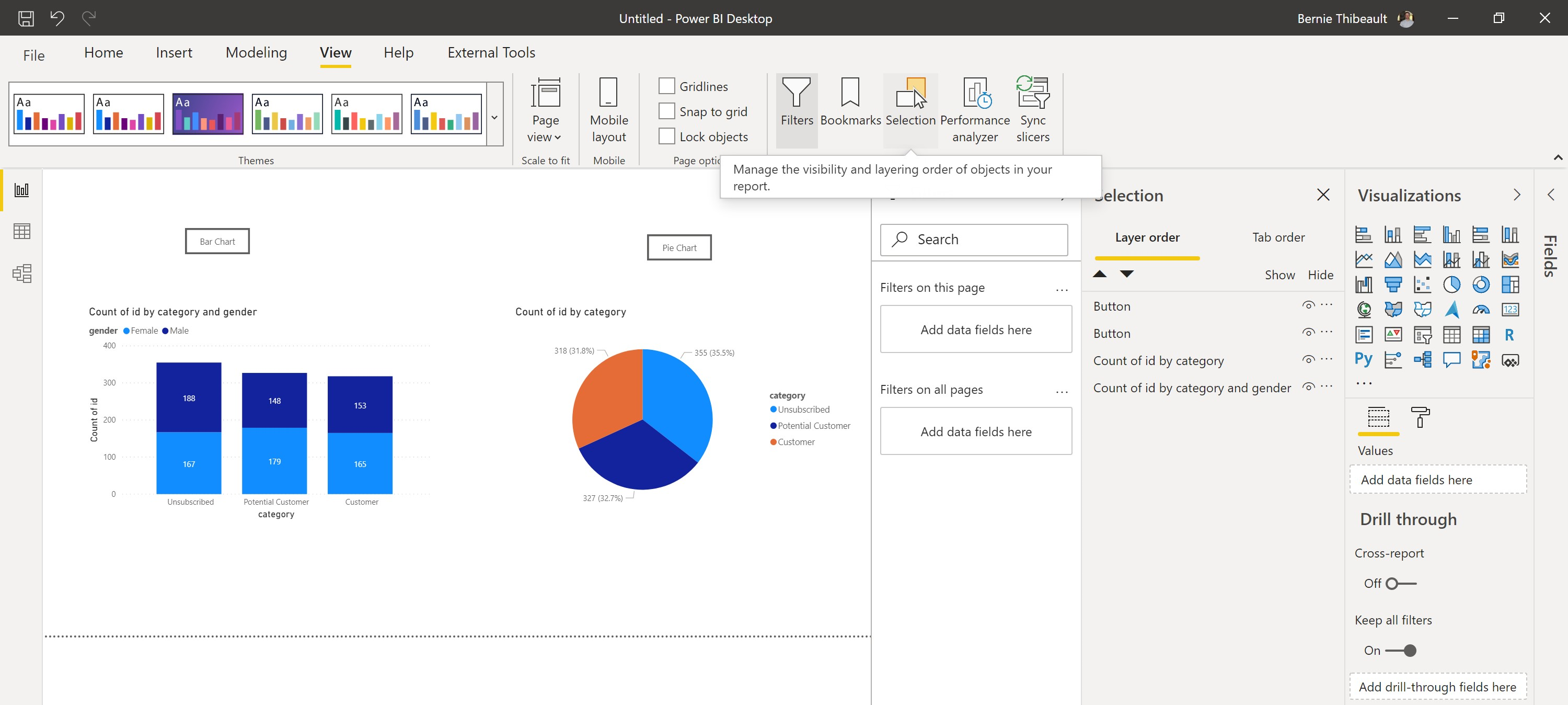 power bi selection pane